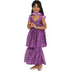 Jamini Silk Chanderi Block Print Sharara Set & Dupatta 3-Piece Set, Purple - Dresses - 6