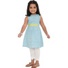 Girls Baadal Jamdani Cotton Ethnic Kurta Pyjama & Embroidered Belt 3-Piece Set, Light Blue - Mixed Apparel Set - 4