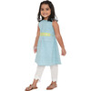 Girls Baadal Jamdani Cotton Ethnic Kurta Pyjama & Embroidered Belt 3-Piece Set, Light Blue - Mixed Apparel Set - 7