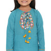 Girls Ambar Ethnic Short Kurti & Jamdani Cotton Sharara 2-Piece Set, Blue - Mixed Apparel Set - 6