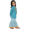 Girls Ambar Ethnic Short Kurti & Jamdani Cotton Sharara 2-Piece Set, Blue - Mixed Apparel Set - 8