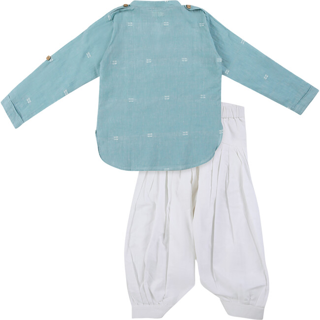 Boys Baadal Jamdani Cotton Ethnic Patiala & Kurta Salwar 2-Piece Set, Light Blue - Mixed Apparel Set - 2