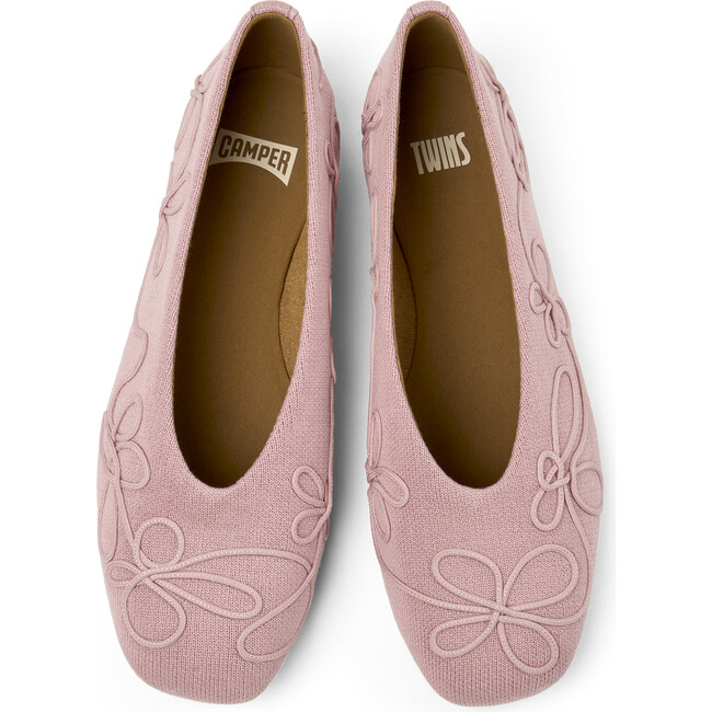 Women's Twins Textile Square Toes Ballerina Shoes, Pink