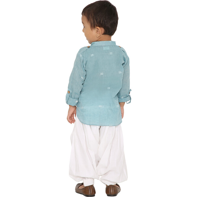 Boys Baadal Jamdani Cotton Ethnic Patiala & Kurta Salwar 2-Piece Set, Light Blue - Mixed Apparel Set - 5