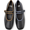 Women's Casi Myra Twins Contrast Piped Square Toes Ballerina Shoes, Black - Dress Shoes - 1 - thumbnail
