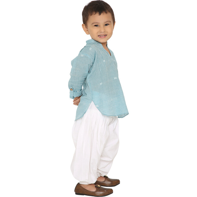 Boys Baadal Jamdani Cotton Ethnic Patiala & Kurta Salwar 2-Piece Set, Light Blue - Mixed Apparel Set - 7