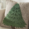 Handmade Christmas Pillow in Hand Felted Wool - Green Tree on Gray - 20" - Decorative Pillows - 3