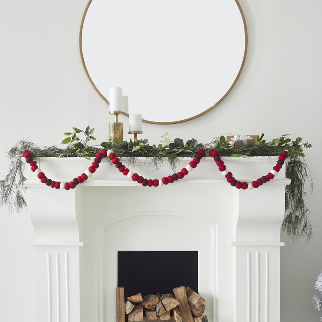 Felt Ball Garland, Red - Garlands - 4