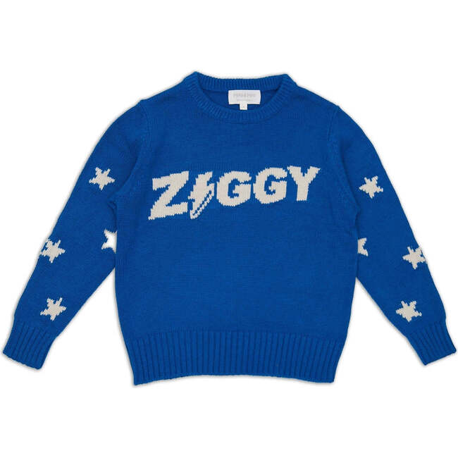 Ziggy Crew Neck Ribbed Hem Long Sleeve Knit Jumper, Cobalt