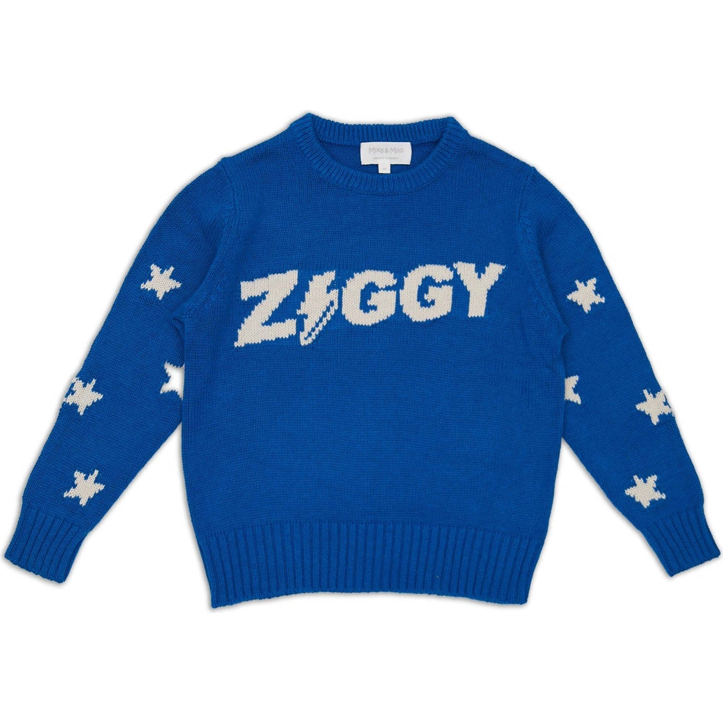 Ziggy Crew Neck Ribbed Hem Long Sleeve Knit Jumper, Cobalt - Sweaters - 1