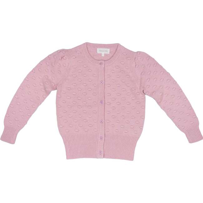 Popcorn Ribbed Hem Long Sleeve Button-Up Cardigan, Lilac