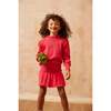 Ruffle Collar Ribbed Hem Long Puff Sleeve Jumper, Raspberry - Sweaters - 5