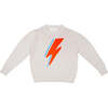 Lightning Crew Neck Ribbed Hem Long Sleeve Knit Jumper, Chalk - Sweaters - 1 - thumbnail