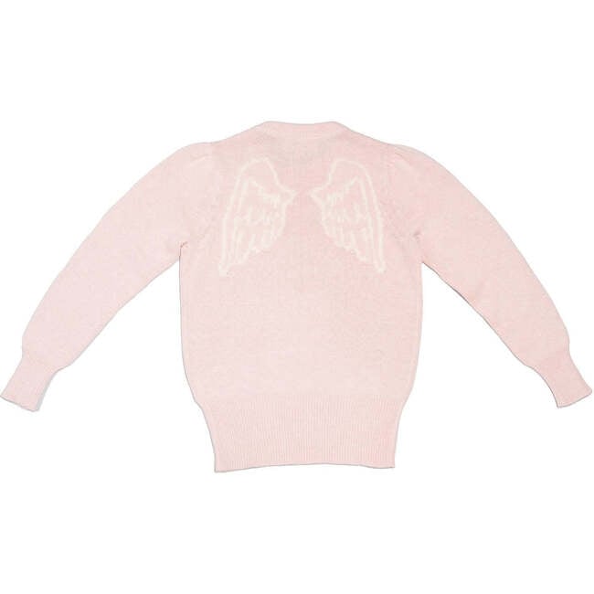 Angel Wings Round Neck Ribbed Hem Long Sleeve Jumper, Blush