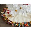 Handmade Felt Christmas Tree Skirt - Multicolor Fringe Border on Cream - Tree Skirts - 2