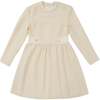 Women's Caroline Round Neck Long Sleeve Buttoned Skirt Dress, Cream Tweed & Gold - Dresses - 1 - thumbnail