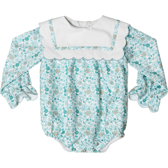 Isla Floral Embroidered Ruffle Collar Long Sleeve Snap Bubble, Fairfax