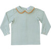 Henry Peter Pan Collar Long Sleeve 2-Buttoned Shirt, Charleston Check - Shirts - 1 - thumbnail