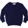 Christopher Ribbed Hem Crew Neck Long Sleeve Sweater, Narragansett Navy - Sweaters - 1 - thumbnail