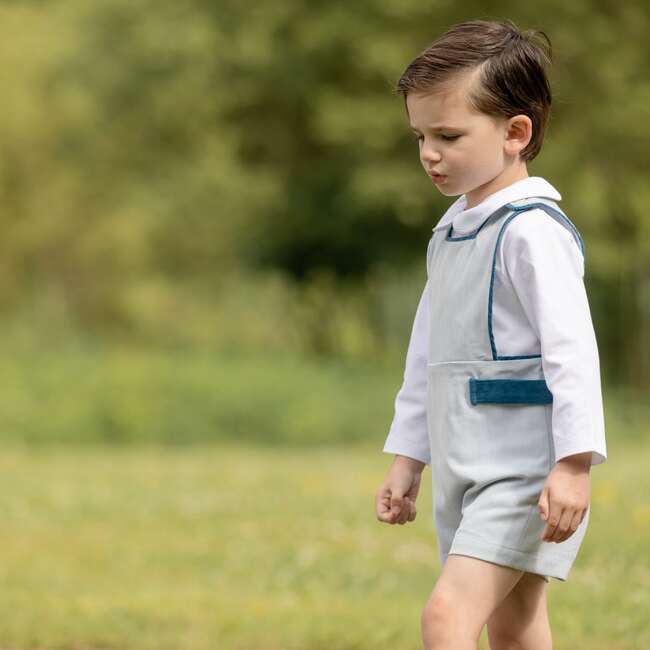 James Henry Velvet Button Shoulder Jon Jon Overall, Hyde Park Herringbone - Overalls - 2