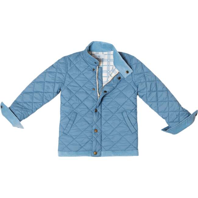 Bradley Barn High Collar Long Sleeve Quilted Jacket, Bay Tree Blue