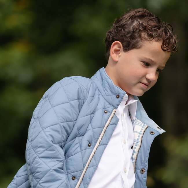 Bradley Barn High Collar Long Sleeve Quilted Jacket, Bay Tree Blue - Jackets - 4