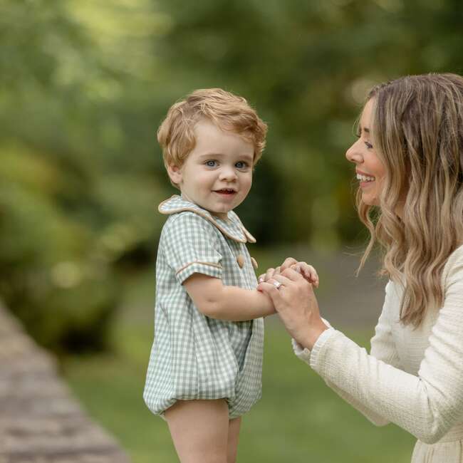 Banks Peter Pan Collar Short Sleeve Snap Button Bubble, Charleston Check - Onesies - 5