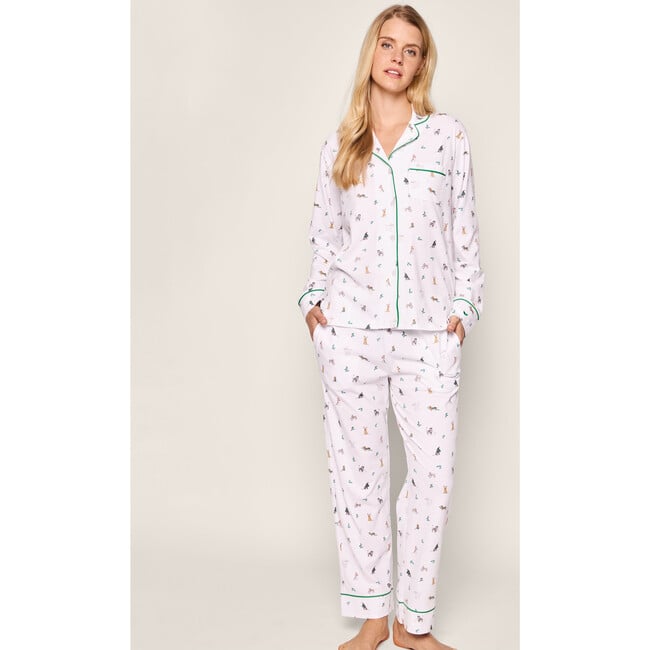 Women's Pima Cotton Pajama Set, Jingle Paws - Pajamas - 2