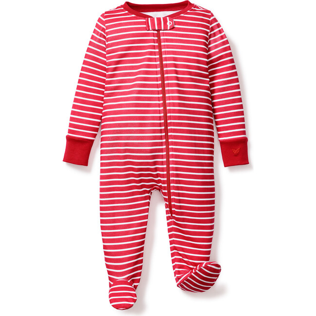 Pima Cotton Footie, Red Stripes