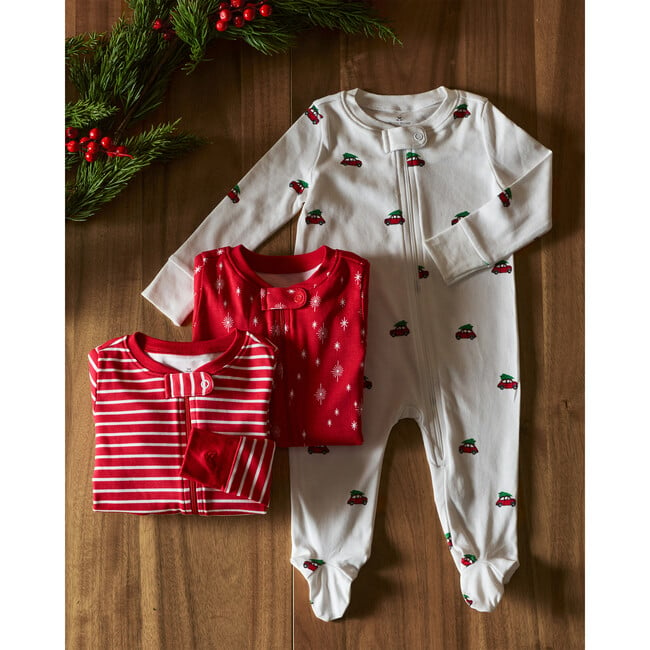 Pima Cotton Footie, Red Stripes - Footie Pajamas - 2