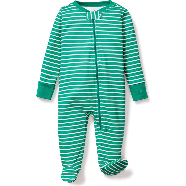 Pima Cotton Footie, Green Stripes