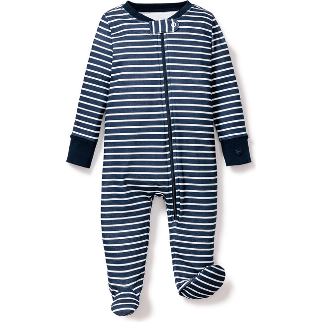 Pima Cotton Footie, Navy Stripes