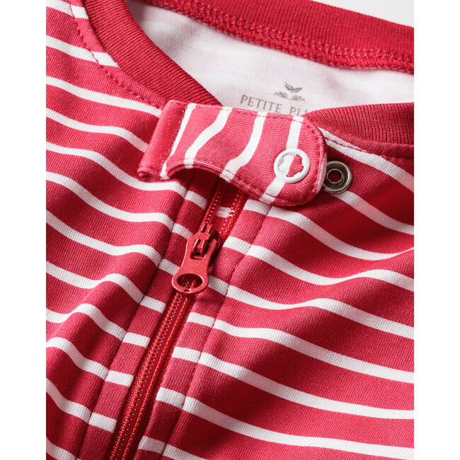 Pima Cotton Footie, Red Stripes - Footie Pajamas - 3