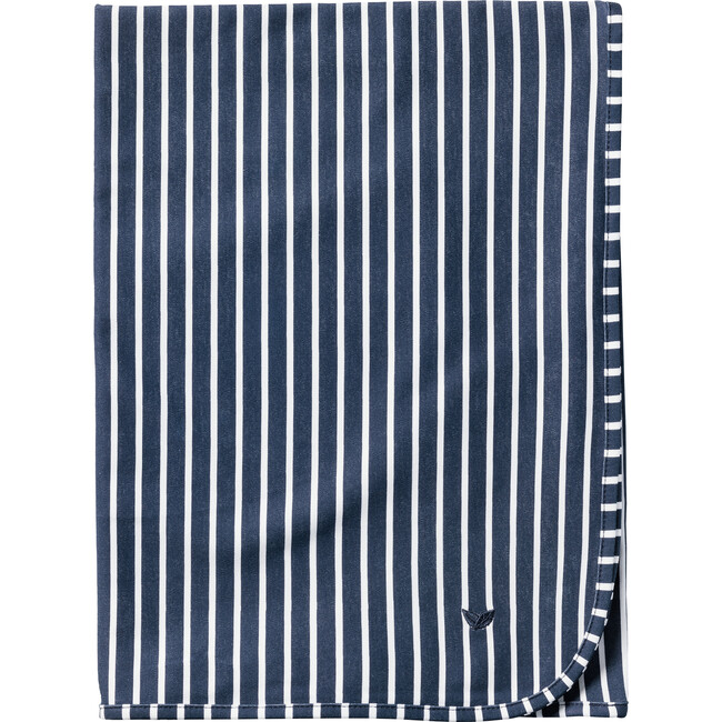 Pima Cotton Blanket, Navy Stripes