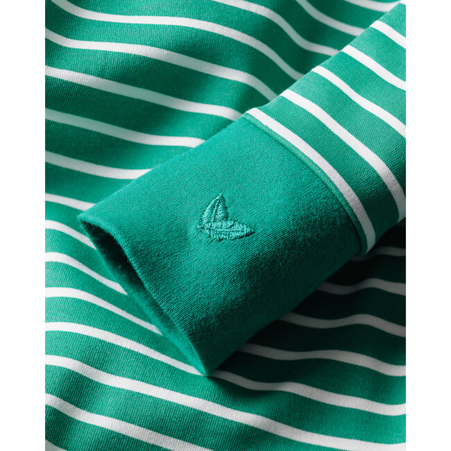 Pima Cotton Footie, Green Stripes - Footie Pajamas - 3