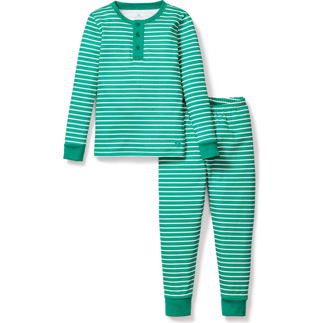 Children's Snug Fit Pajama Set, Green Stripes