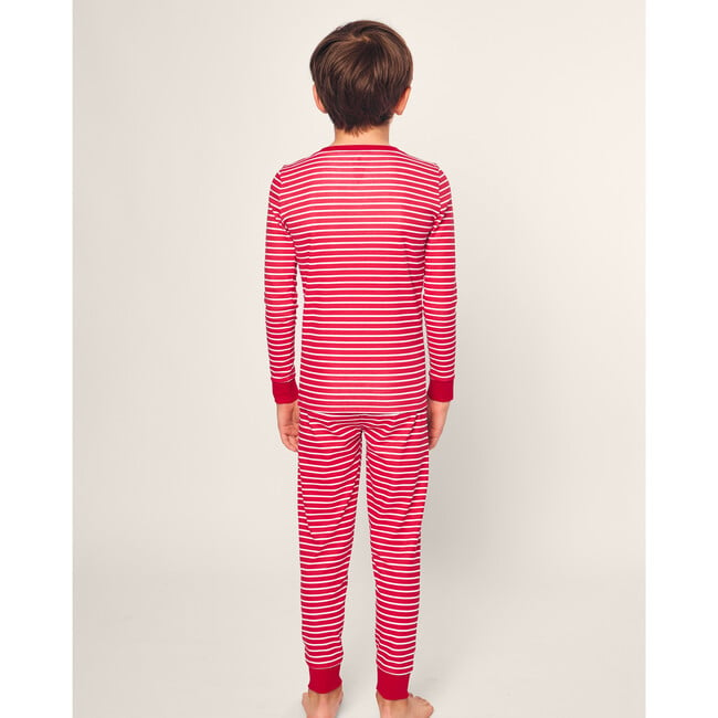 Children's Snug Fit Pajama Set, Red Stripes - Pajamas - 4