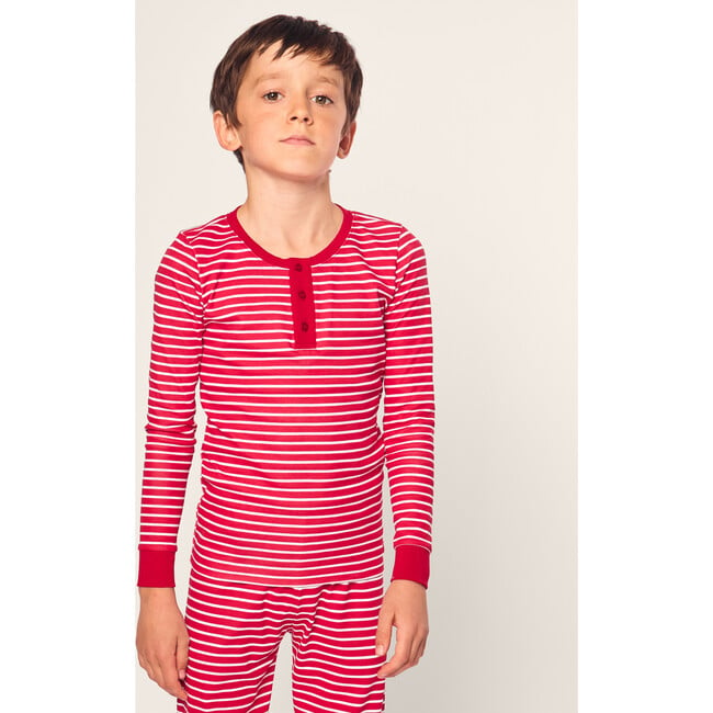 Children's Snug Fit Pajama Set, Red Stripes - Pajamas - 5