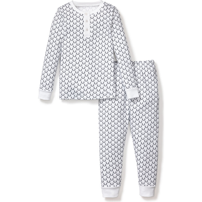 Children's Snug Fit Pajama Set, White Nordic Antlers