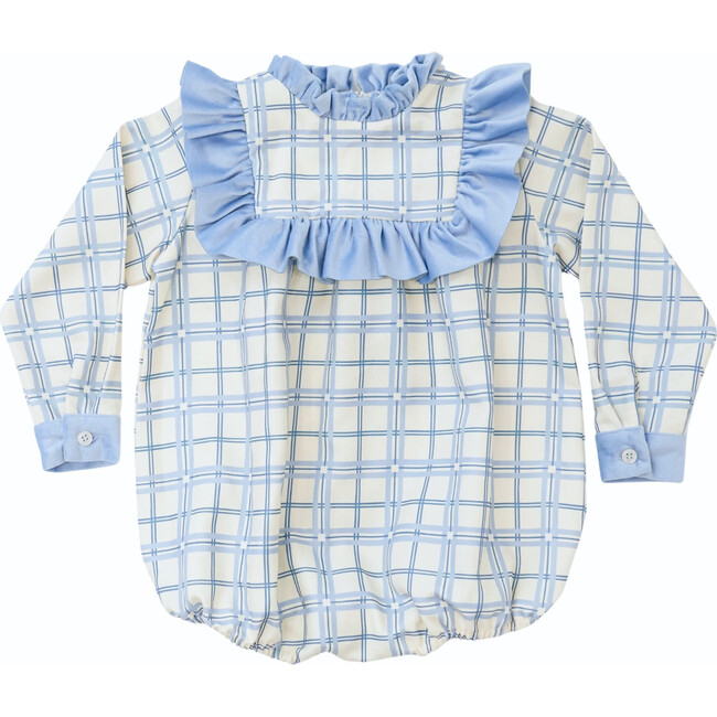 Nora Plaid Velvet Ruffle Neck Long Sleeve Bubble, Pembroke