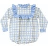 Nora Plaid Velvet Ruffle Neck Long Sleeve Bubble, Pembroke - Onesies - 1 - thumbnail