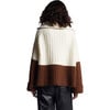 Women's Uma Color-Block Ribbed Drop Shoulder Half-Zip Poncho, Ivory & Cocoa - Sweaters - 3