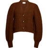 Women's Sara Blouson Sleeve Cropped Button-Up Cardigan, Cocoa - Cardigans - 1 - thumbnail