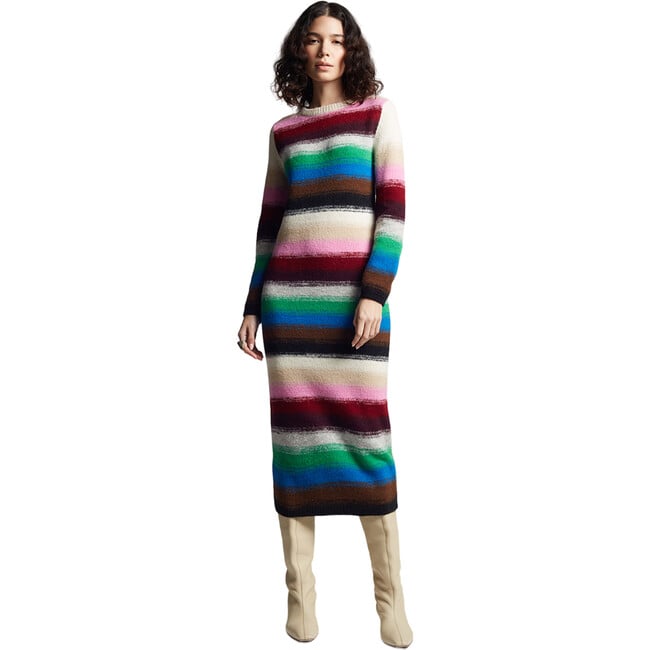 Women's Lydia Jersey Ribbed Crew Neck Long Sleeve Dress, Multicolors - Dresses - 2