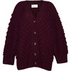 Women's Lian Pop Corn Stitch Hand Knit Button-Up Cardigan, Bordeaux - Cardigans - 1 - thumbnail