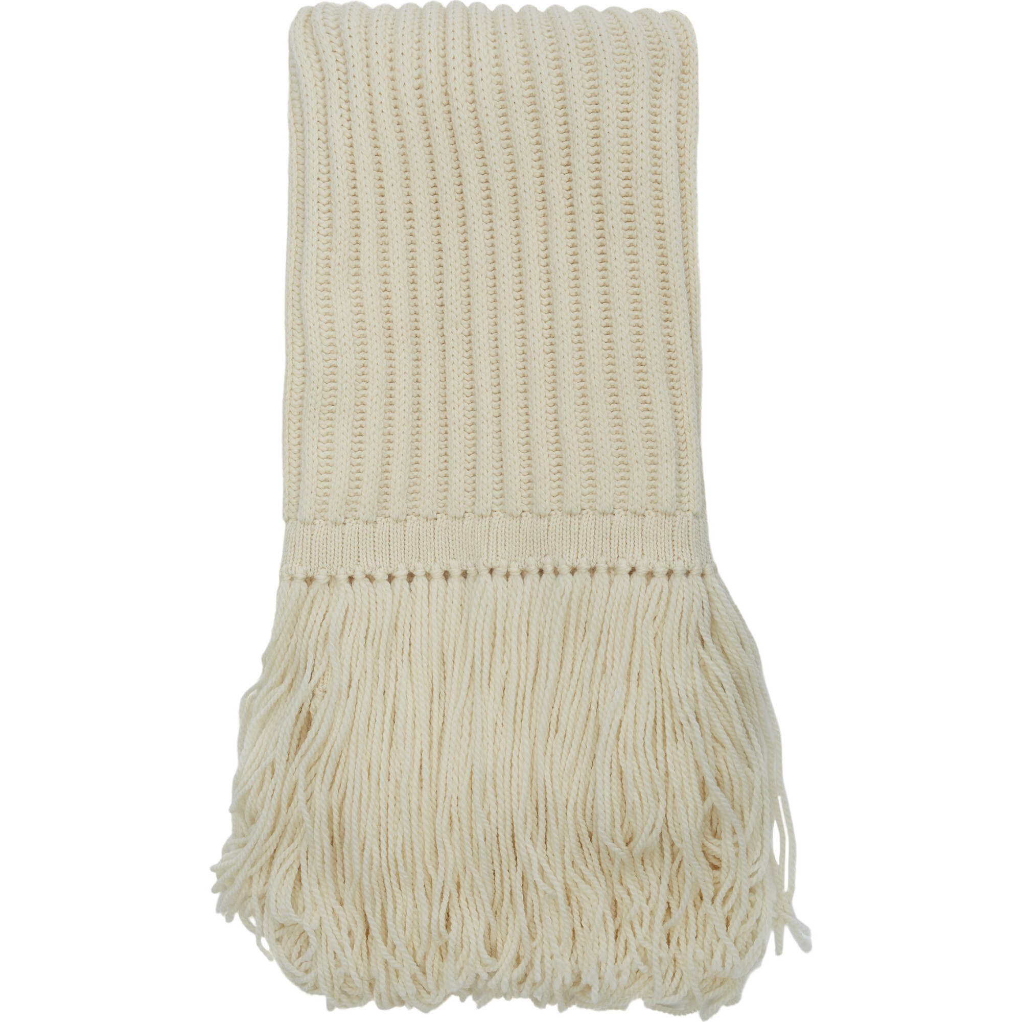 Women's Raya Ribbed Tassel End Scarf, Ivory - Scarves - 1