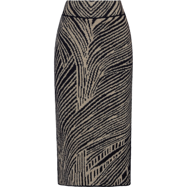 Women's Margo Graphic Elastic Waistband Pull-On Tube Skirt, Pale Camel & Black