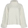 Women's Mae Funnel Neck Long Sleeve Cable Knit Sweater, Ivory - Sweaters - 1 - thumbnail