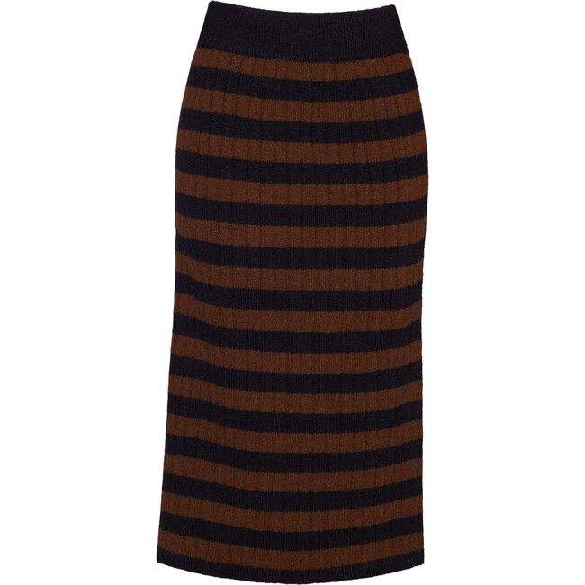 Women's Pia Striped Elastic Waistband Pull-On Tube Skirt, Black & Cocoa