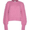 Women's Camila Pop Corn Stitch Blouson Sleeve Hand Knit Sweater, Taffy Pink - Sweaters - 1 - thumbnail